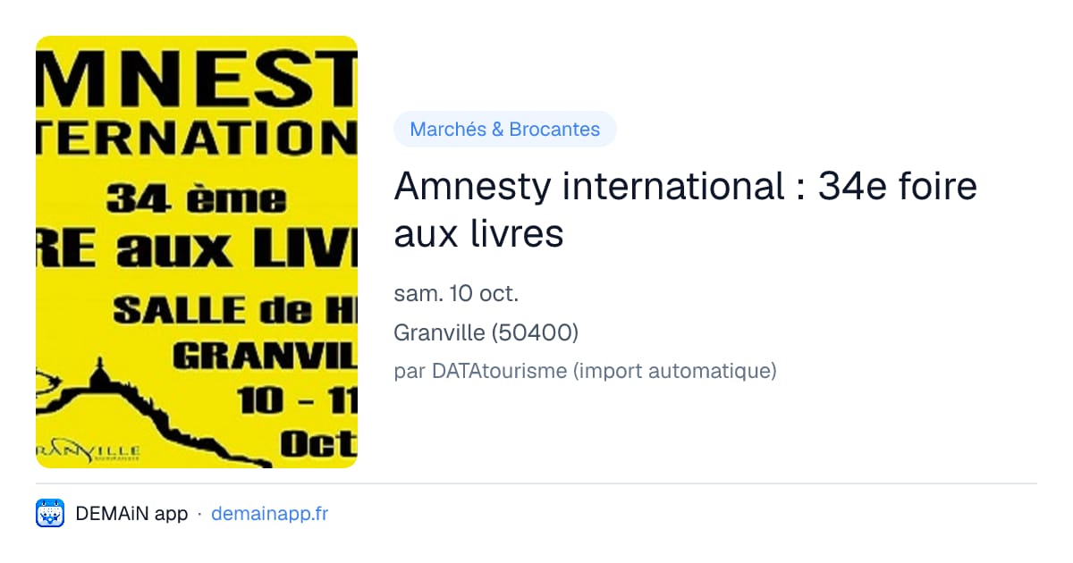 Amnesty international : 34e foire aux livres — Granville