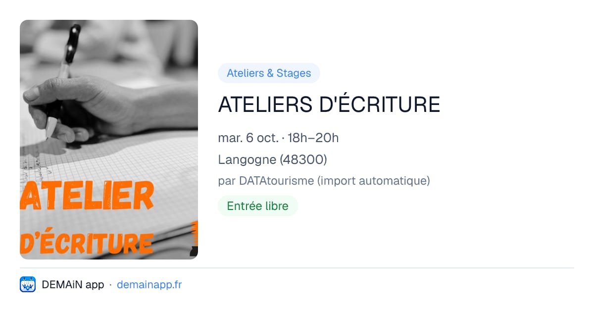 ATELIERS D'ÉCRITURE — Langogne
