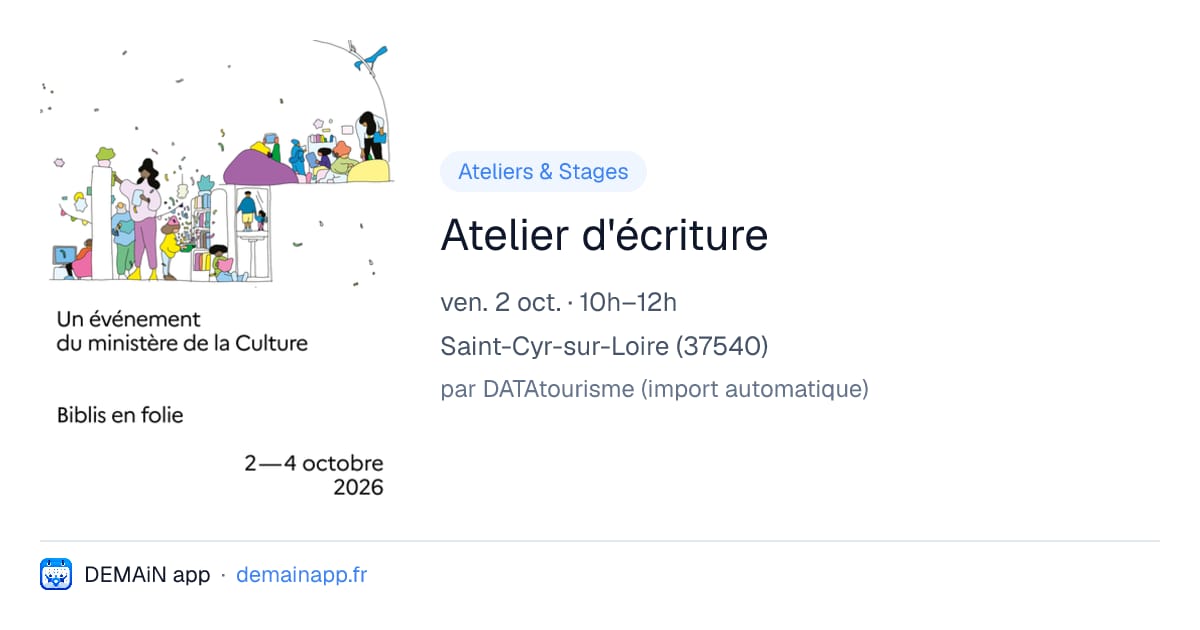 Atelier d'écriture — Saint-Cyr-sur-Loire