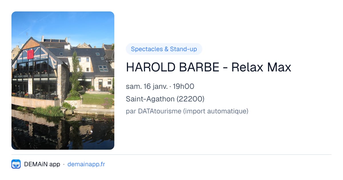 HAROLD BARBE - Relax Max — Saint-Agathon