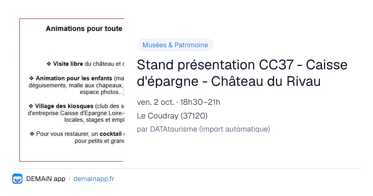 Stand présentation CC37 - Caisse d'épargne - Château du Rivau — Le Coudray