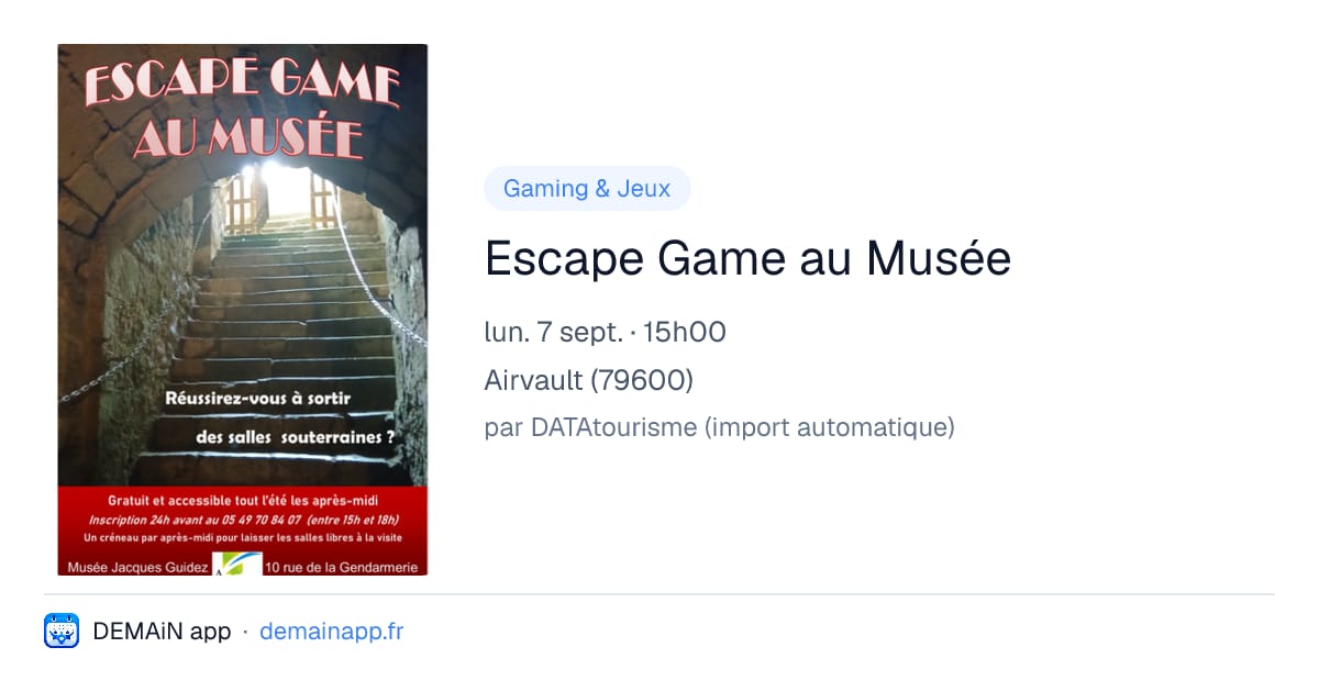 Escape Game au Musée — Airvault