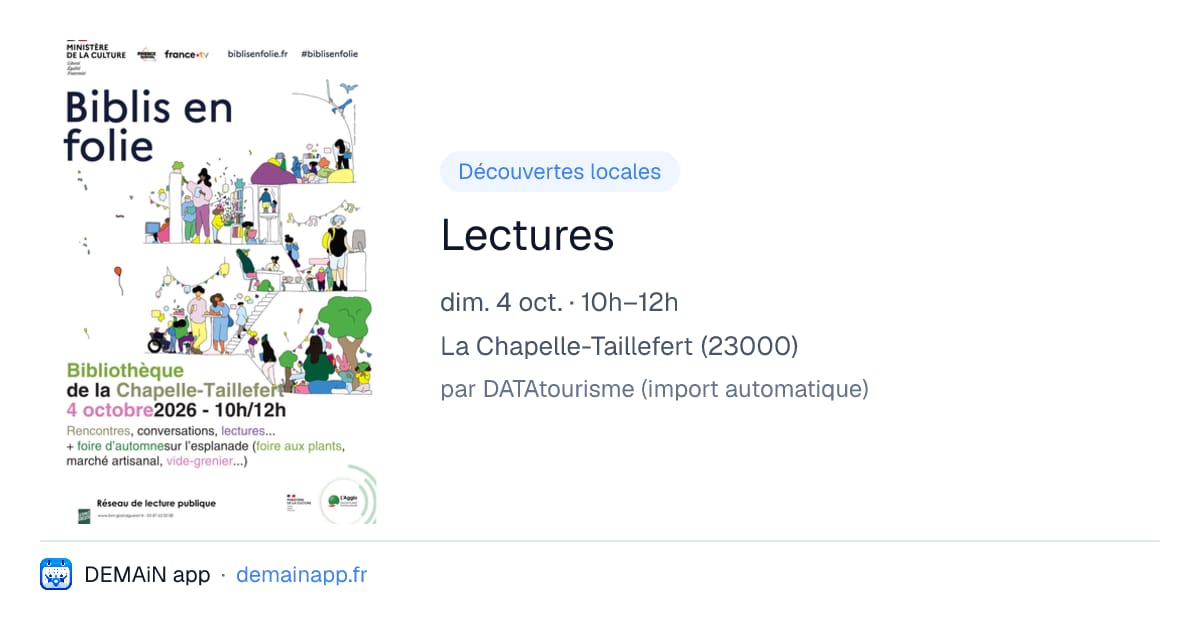 Lectures — La Chapelle-Taillefert