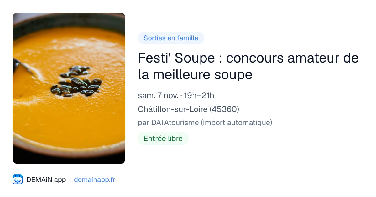 Festi' Soupe : concours amateur de la meilleure soupe — Châtillon-sur-Loire