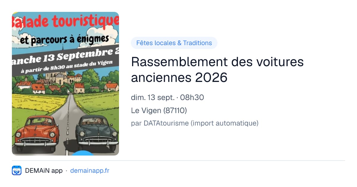 Rassemblement des voitures anciennes 2026 — Le Vigen