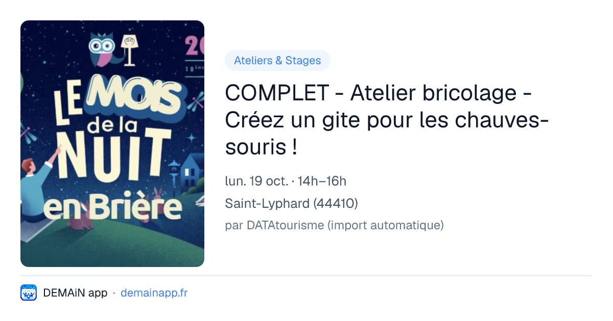 COMPLET - Atelier bricolage - Créez un gite pour les chauves-souris ! — Saint-Lyphard