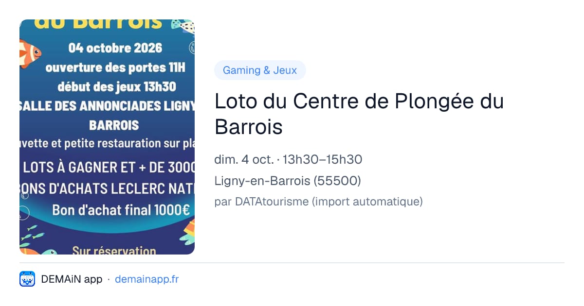 Loto du Centre de Plongée du Barrois — Ligny-en-Barrois