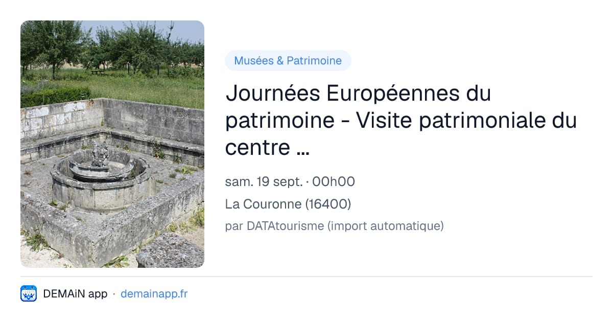 Journées Européennes du patrimoine - Visite patrimoniale du centre hospitalier Camille Claudel — La Couronne