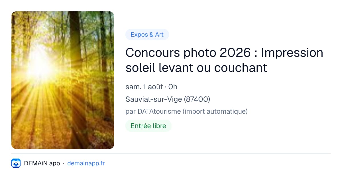 Concours photo 2026 : Impression soleil levant ou couchant — Sauviat-sur-Vige
