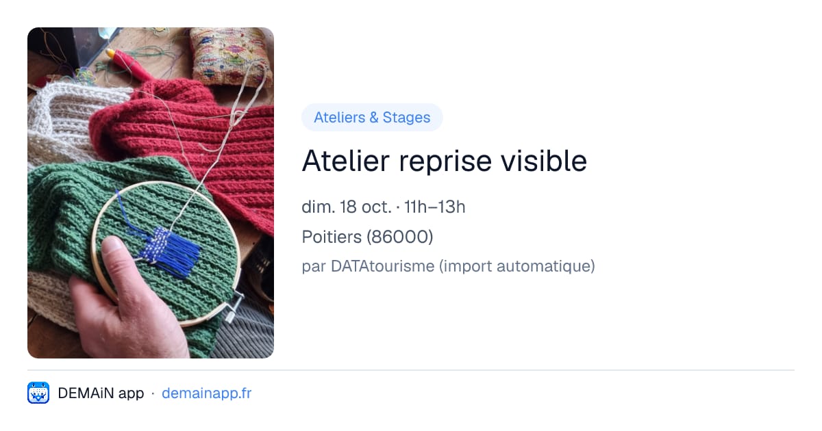 Atelier reprise visible — Poitiers