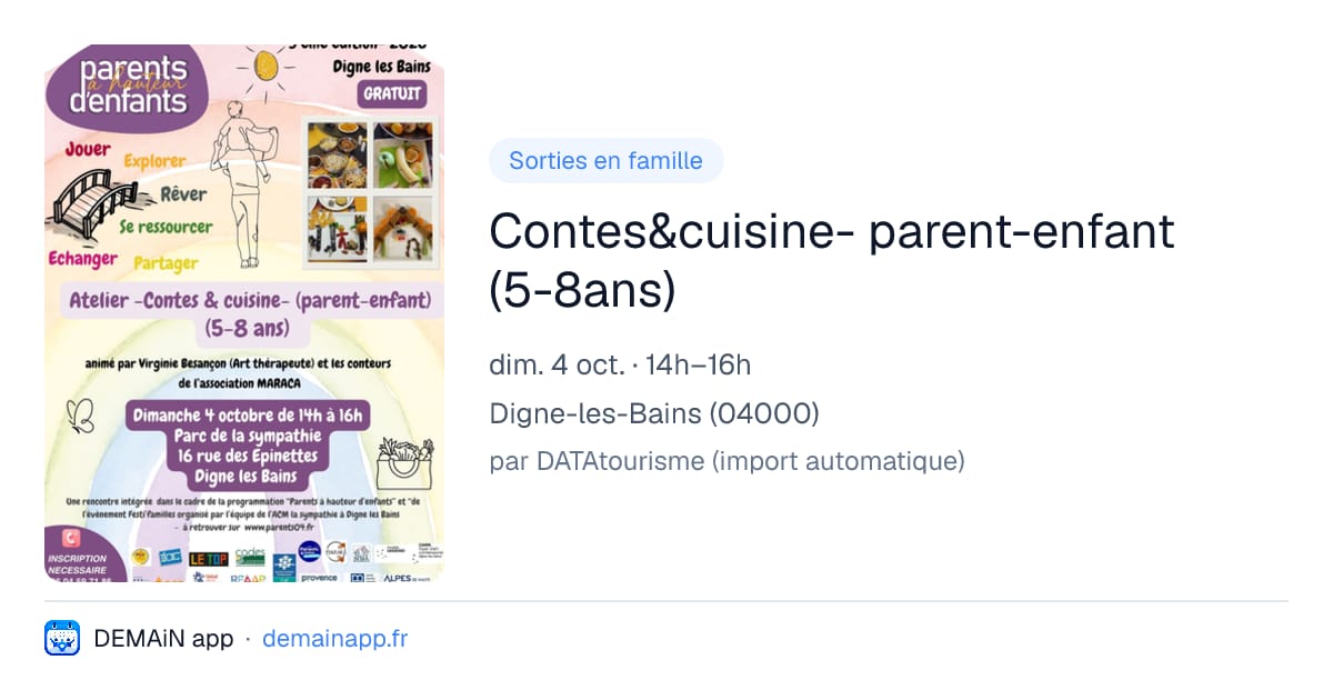 Contes&cuisine- parent-enfant (5-8ans) — Digne-les-Bains