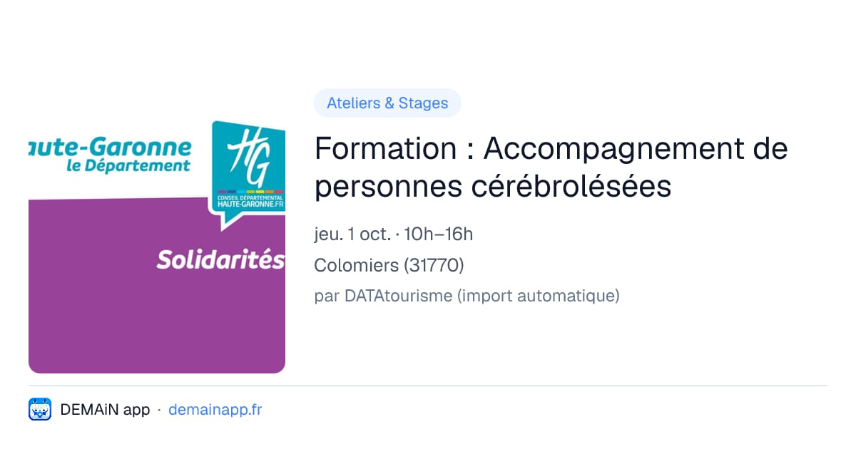 Formation : Accompagnement de personnes cérébrolésées — Colomiers