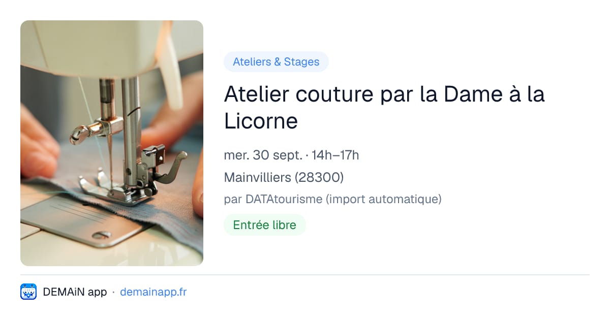 Atelier couture par la Dame à la Licorne — Mainvilliers