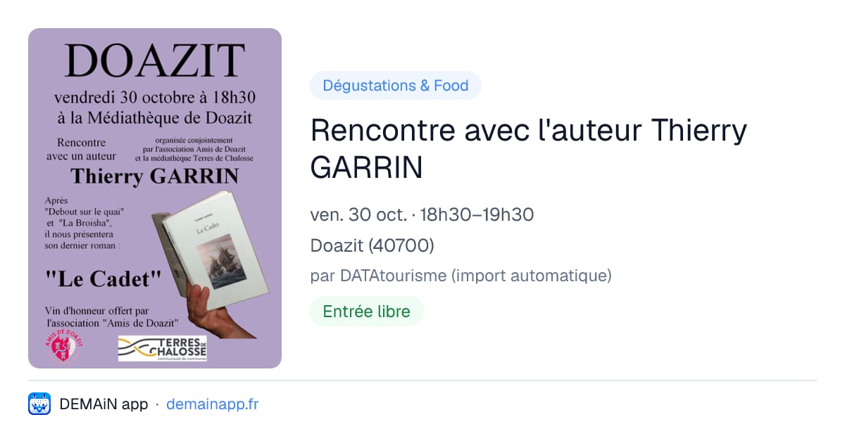Rencontre avec l'auteur Thierry GARRIN — Doazit
