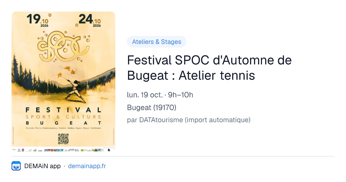 Festival SPOC d'Automne de Bugeat : Atelier tennis — Bugeat