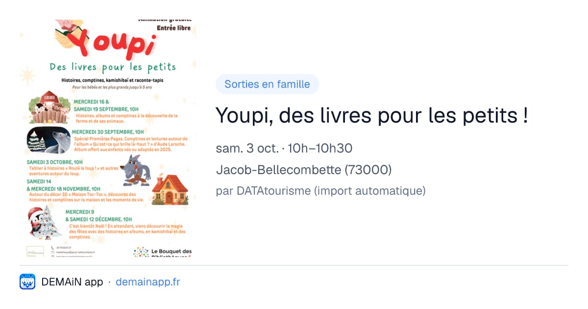Youpi, des livres pour les petits ! — Jacob-Bellecombette
