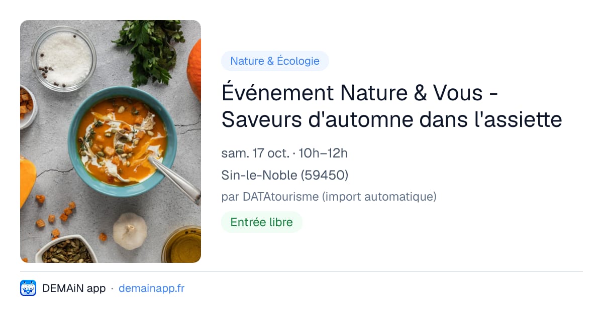 Événement Nature & Vous - Saveurs d'automne dans l'assiette — Sin-le-Noble