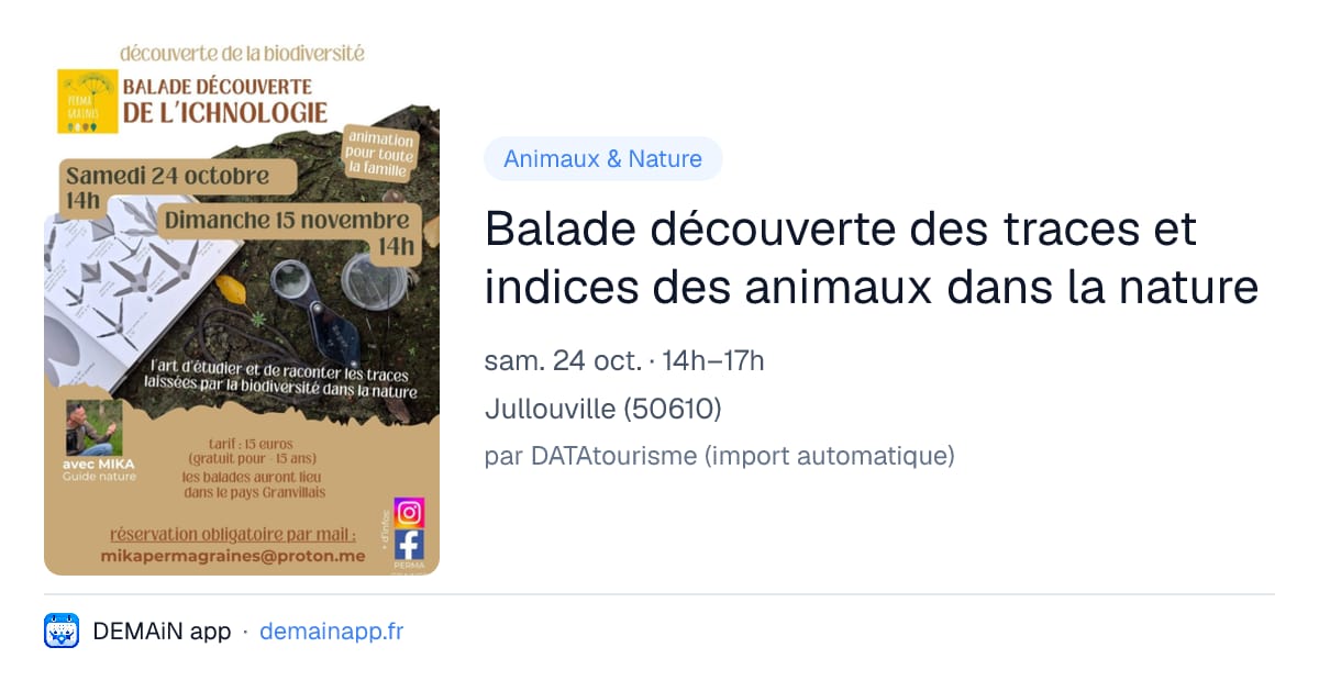 Balade découverte des traces et indices des animaux dans la nature — Jullouville