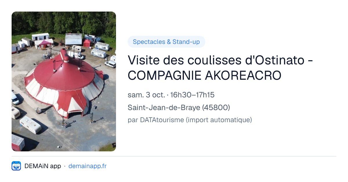 Visite des coulisses d'Ostinato - COMPAGNIE AKOREACRO — Saint-Jean-de-Braye