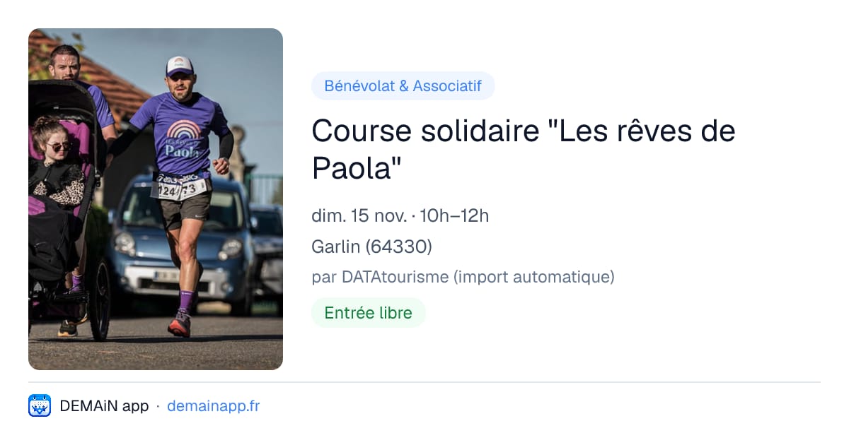 Course solidaire "Les rêves de Paola" — Garlin