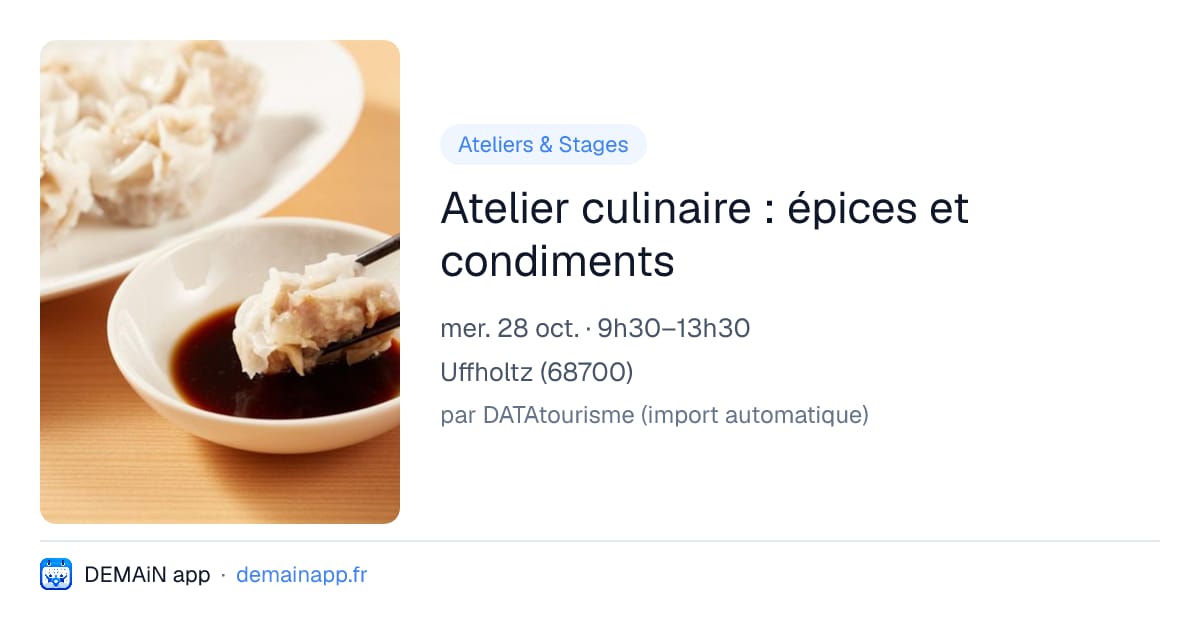 Atelier culinaire : épices et condiments — Uffholtz