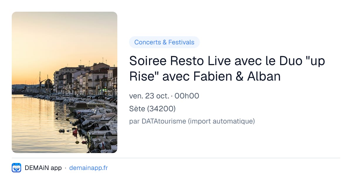 Soiree Resto Live avec le Duo "up Rise" avec Fabien & Alban — Sète
