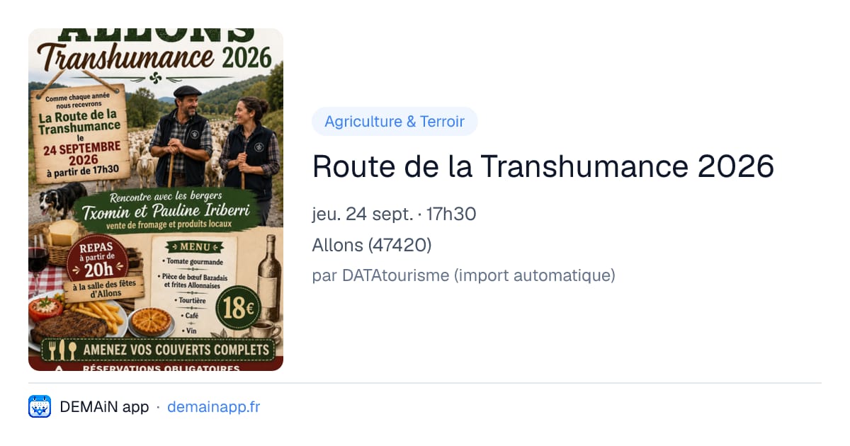 Route de la Transhumance 2026 — Allons