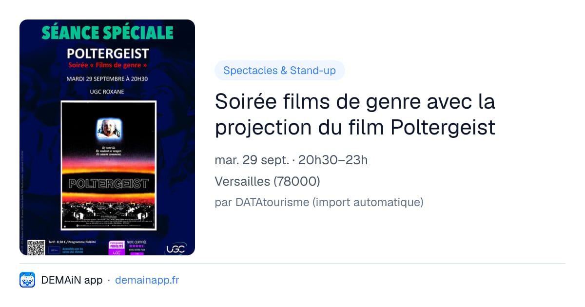 Soirée films de genre avec la projection du film Poltergeist — Versailles