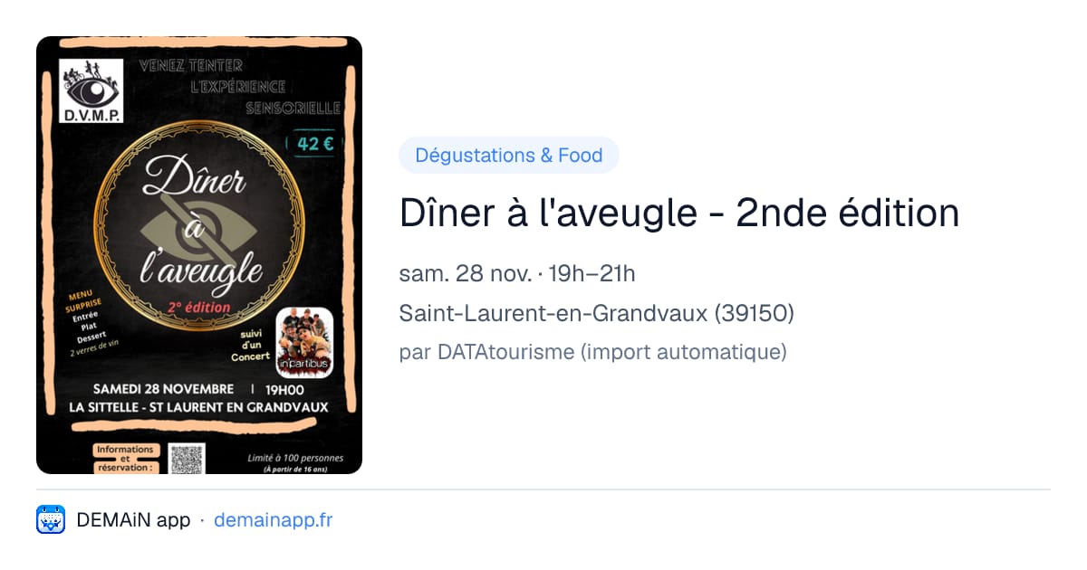 Dîner à l'aveugle - 2nde édition — Saint-Laurent-en-Grandvaux