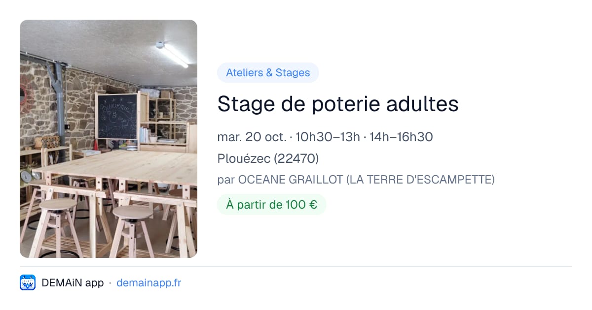 Stage de poterie adultes — Plouézec