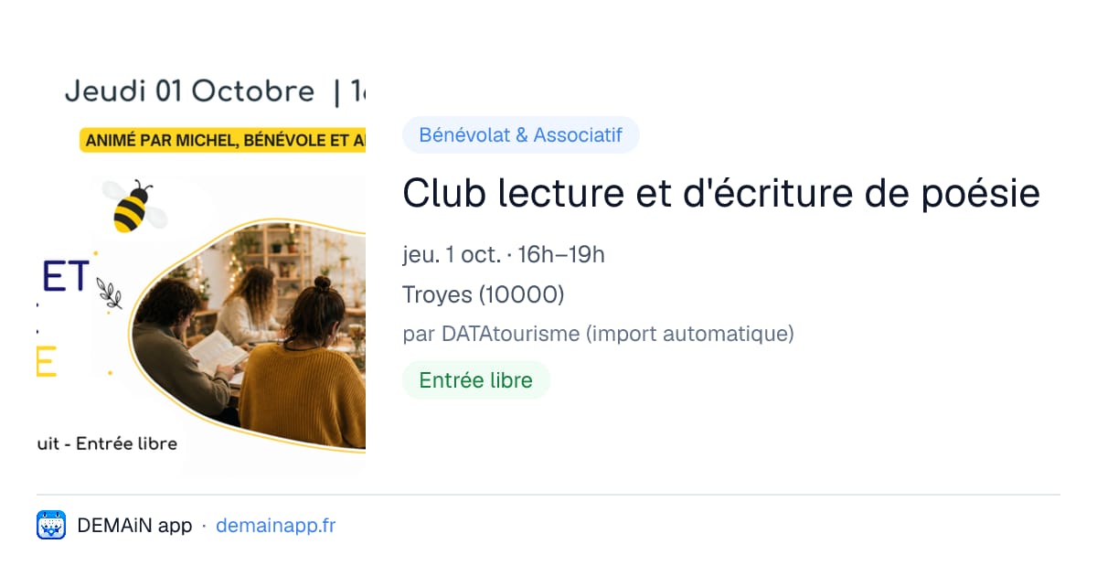 Club lecture et d'écriture de poésie — Troyes