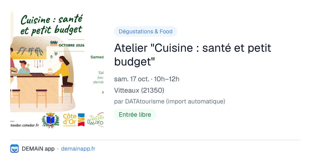 Atelier "Cuisine : santé et petit budget" — Vitteaux