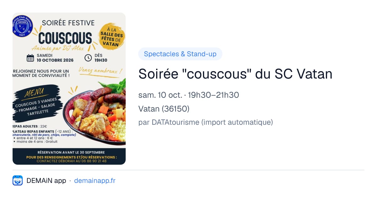 Soirée "couscous" du SC Vatan — Vatan