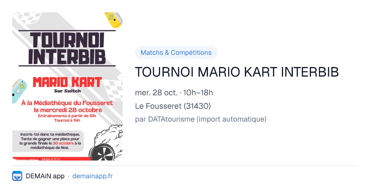 TOURNOI MARIO KART INTERBIB — Le Fousseret