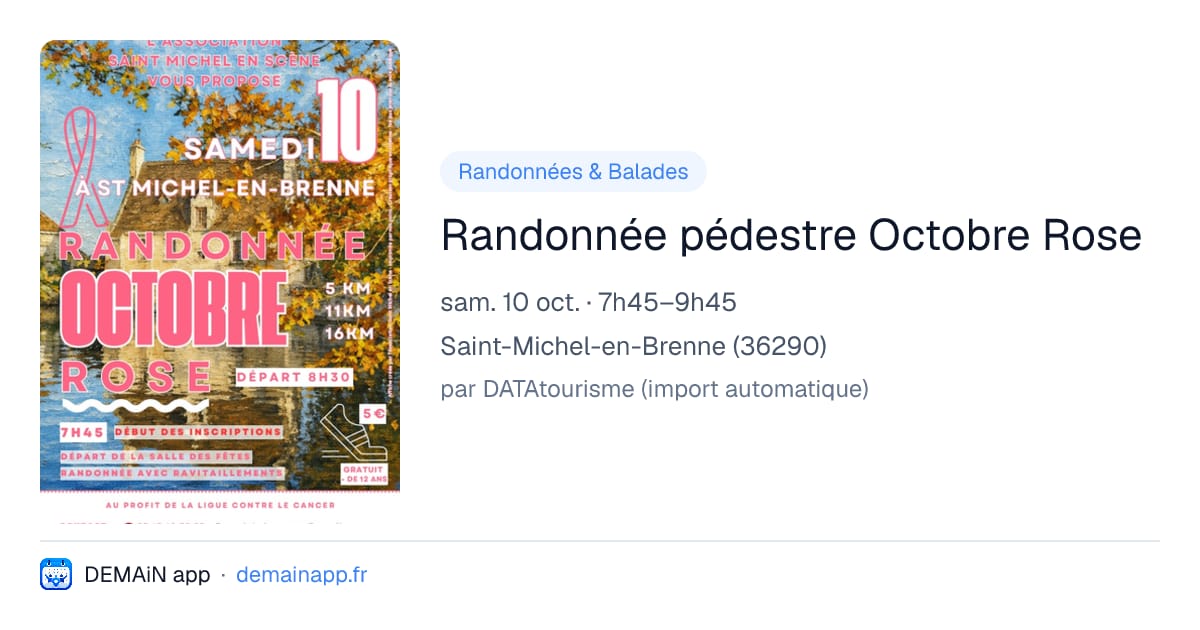Randonnée pédestre Octobre Rose — Saint-Michel-en-Brenne