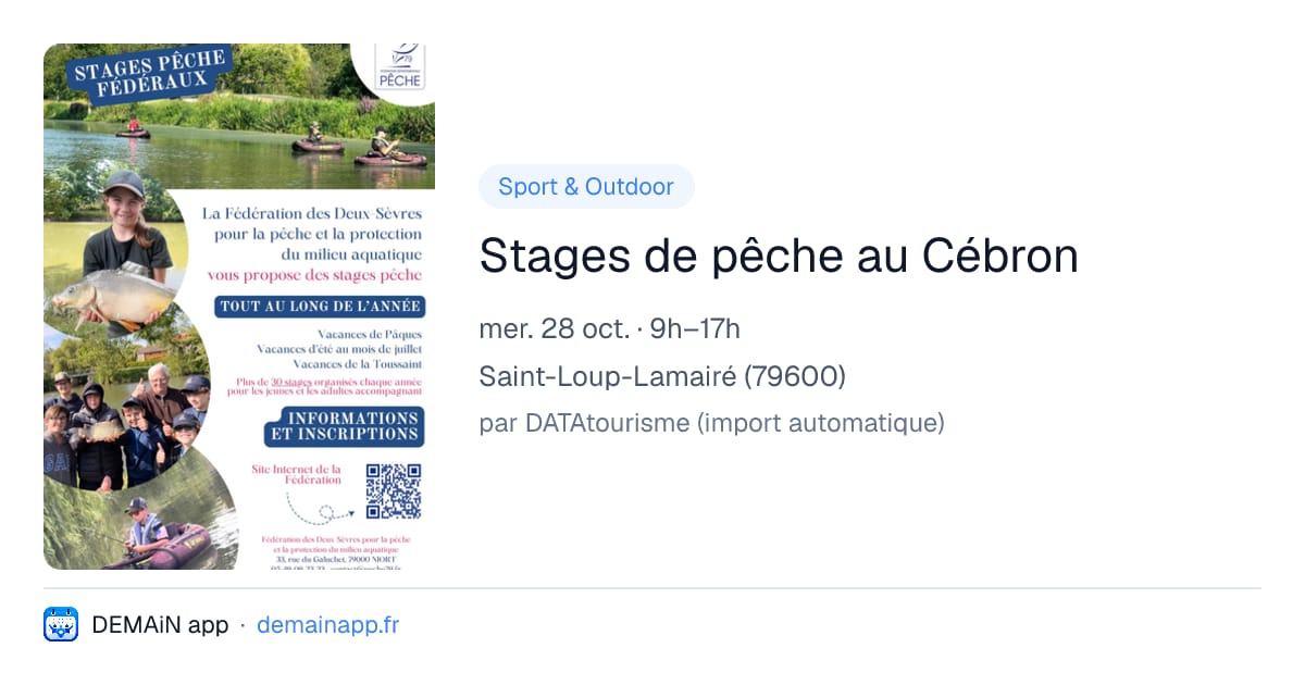 Stages de pêche au Cébron — Saint-Loup-Lamairé