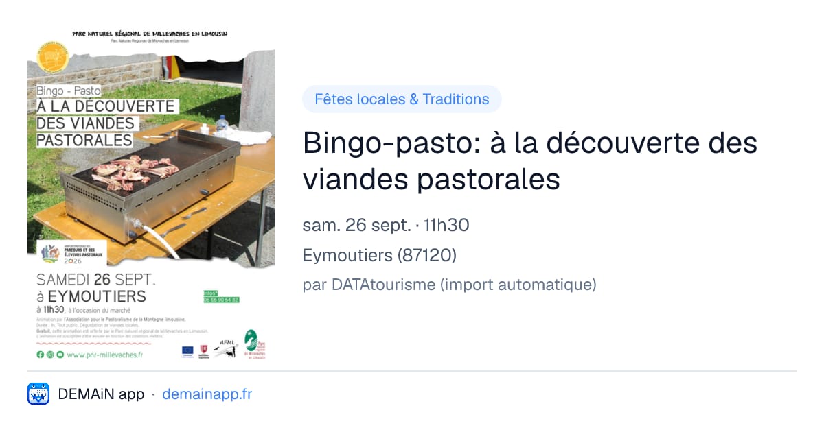 Bingo-pasto: à la découverte des viandes pastorales — Eymoutiers