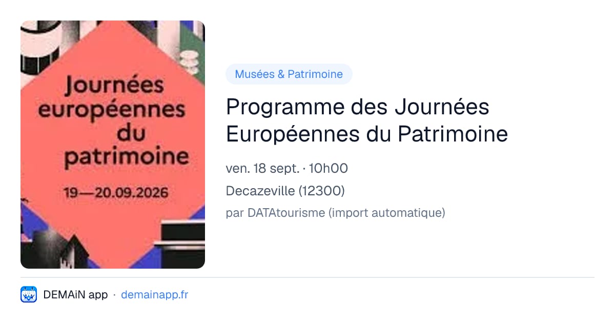 Programme des Journées Européennes du Patrimoine — Decazeville