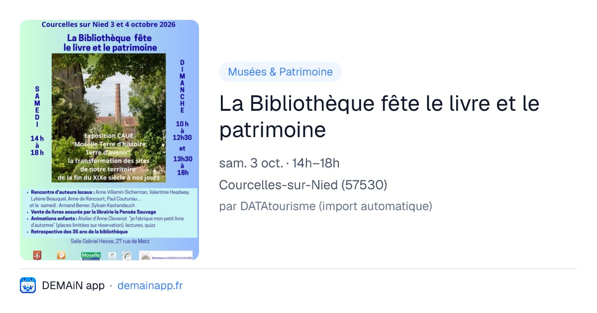 La Bibliothèque fête le livre et le patrimoine — Courcelles-sur-Nied