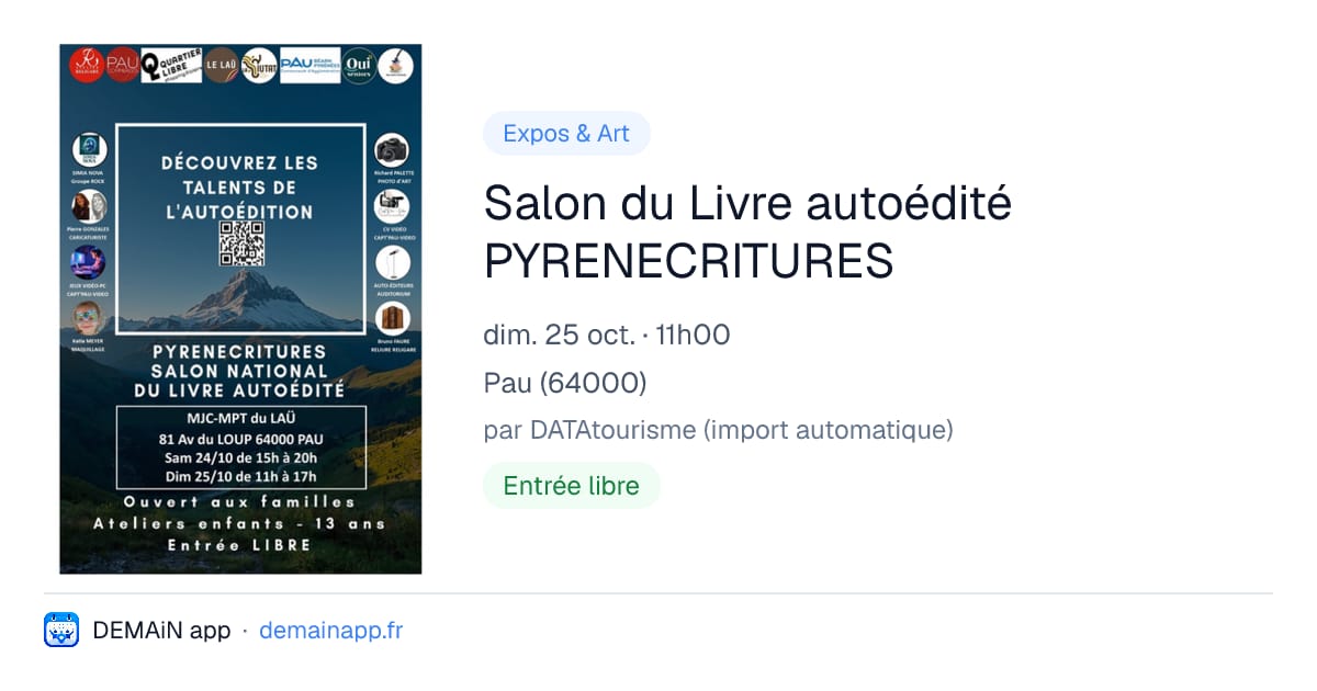 Salon du Livre autoédité PYRENECRITURES — Pau