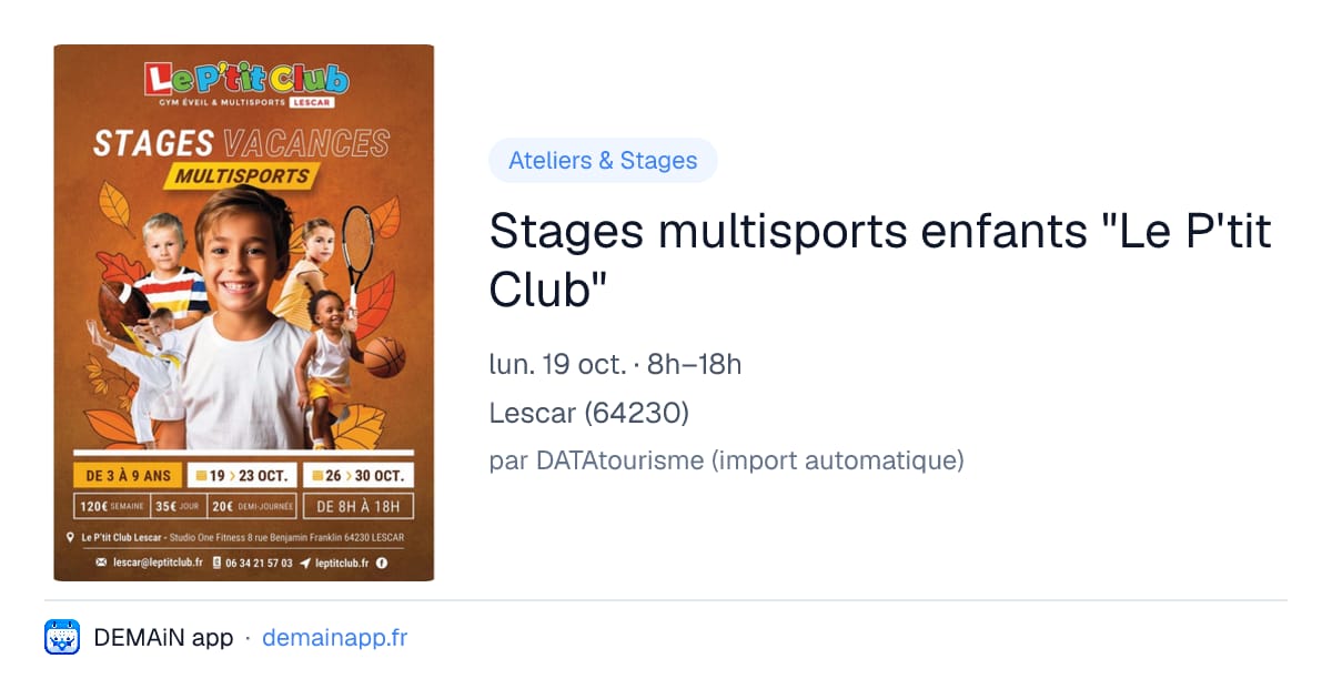 Stages multisports enfants "Le P'tit Club" — Lescar