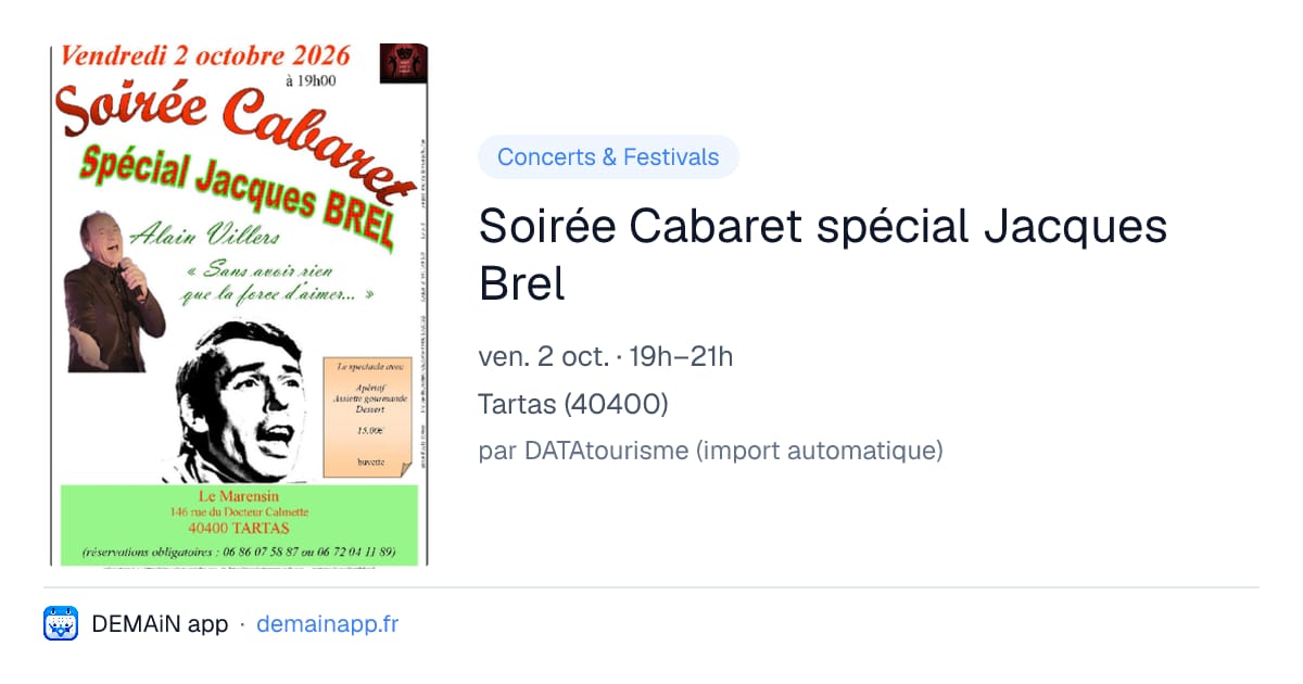 Soirée Cabaret spécial Jacques Brel — Tartas
