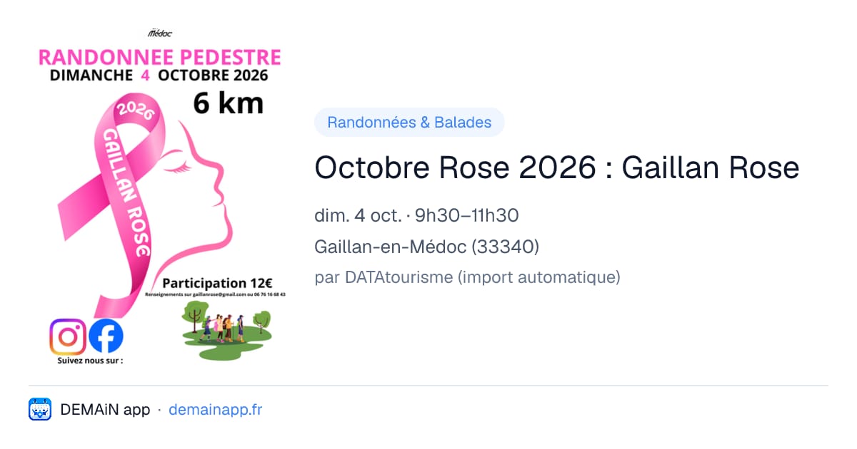 Octobre Rose 2026 : Gaillan Rose — Gaillan-en-Médoc