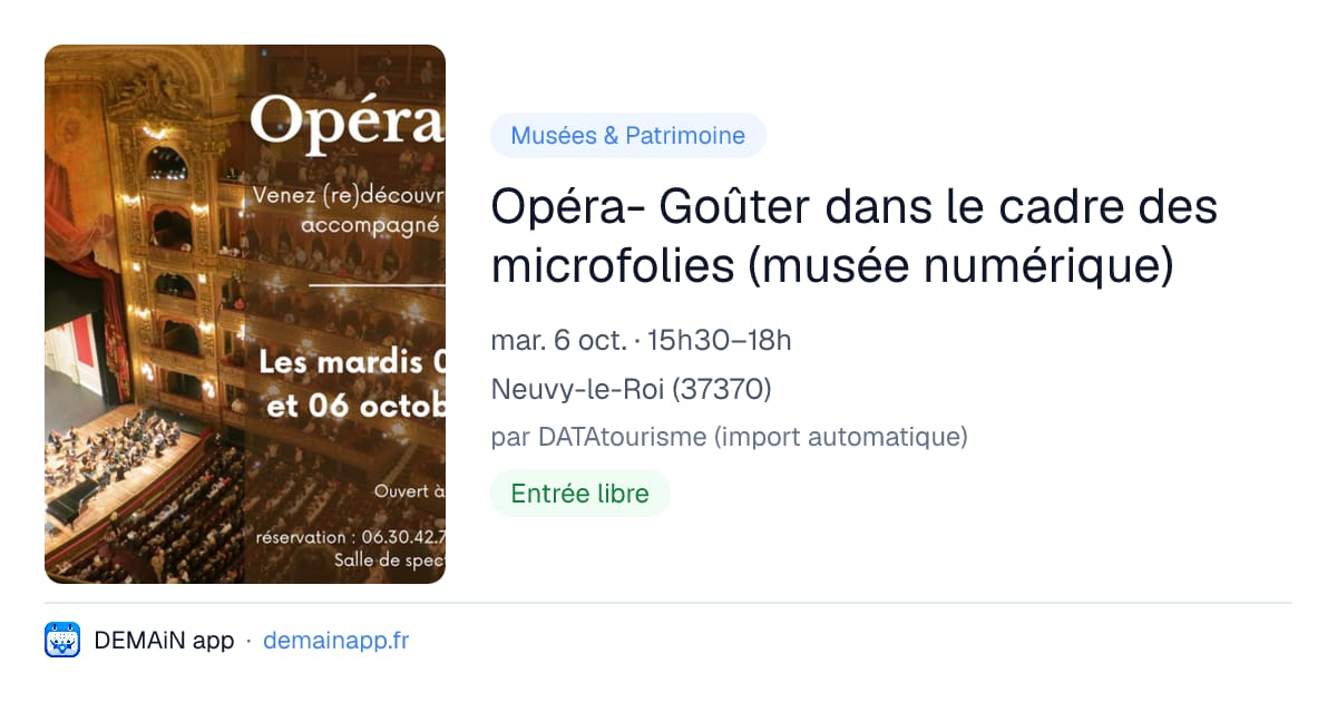 Opéra- Goûter dans le cadre des microfolies (musée numérique) — Neuvy-le-Roi