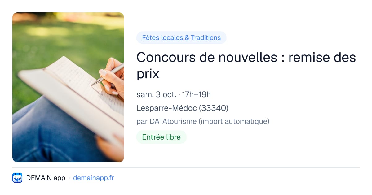 Concours de nouvelles : remise des prix — Lesparre-Médoc