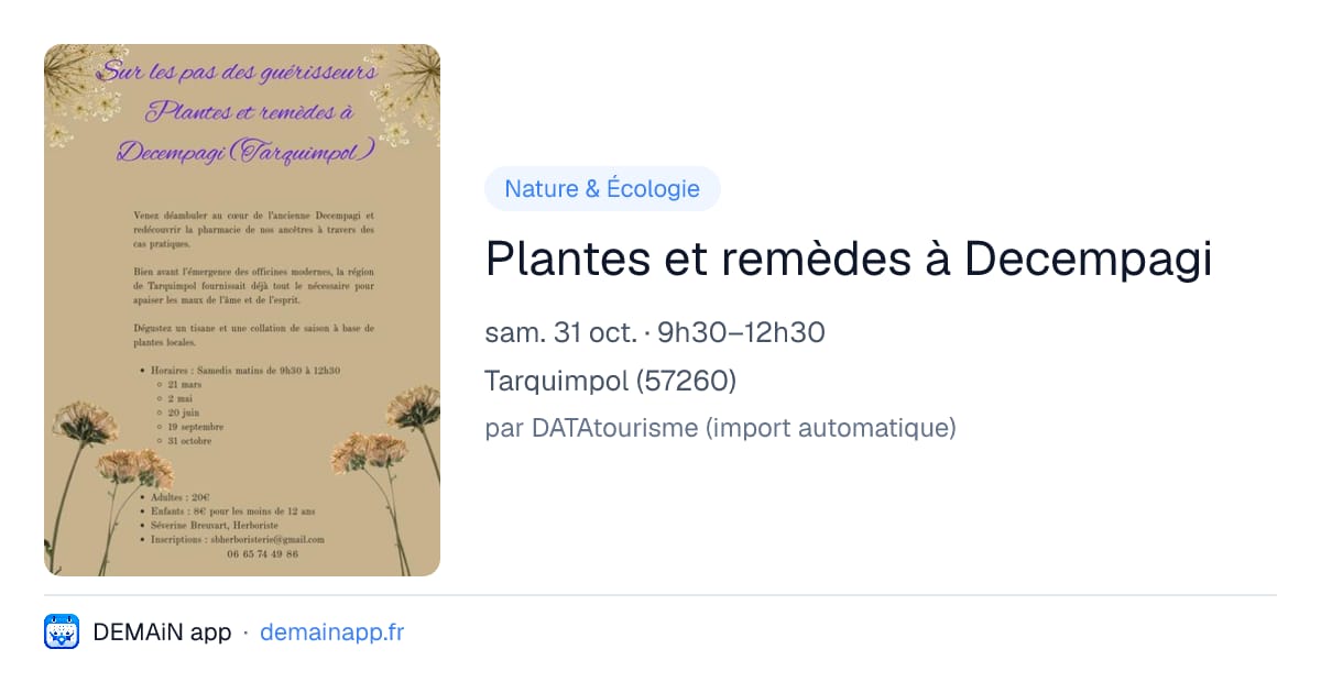 Plantes et remèdes à Decempagi — Tarquimpol
