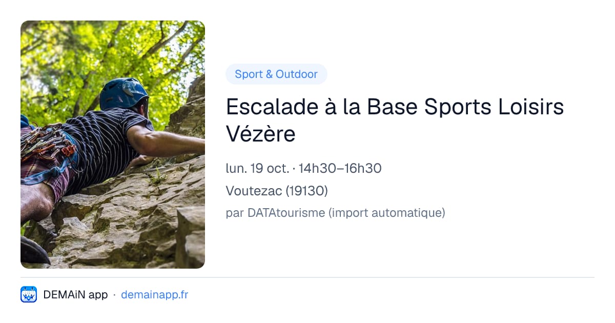 Escalade à la Base Sports Loisirs Vézère — Voutezac