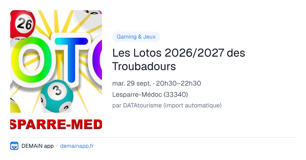 Les Lotos 2026/2027 des Troubadours — Lesparre-Médoc
