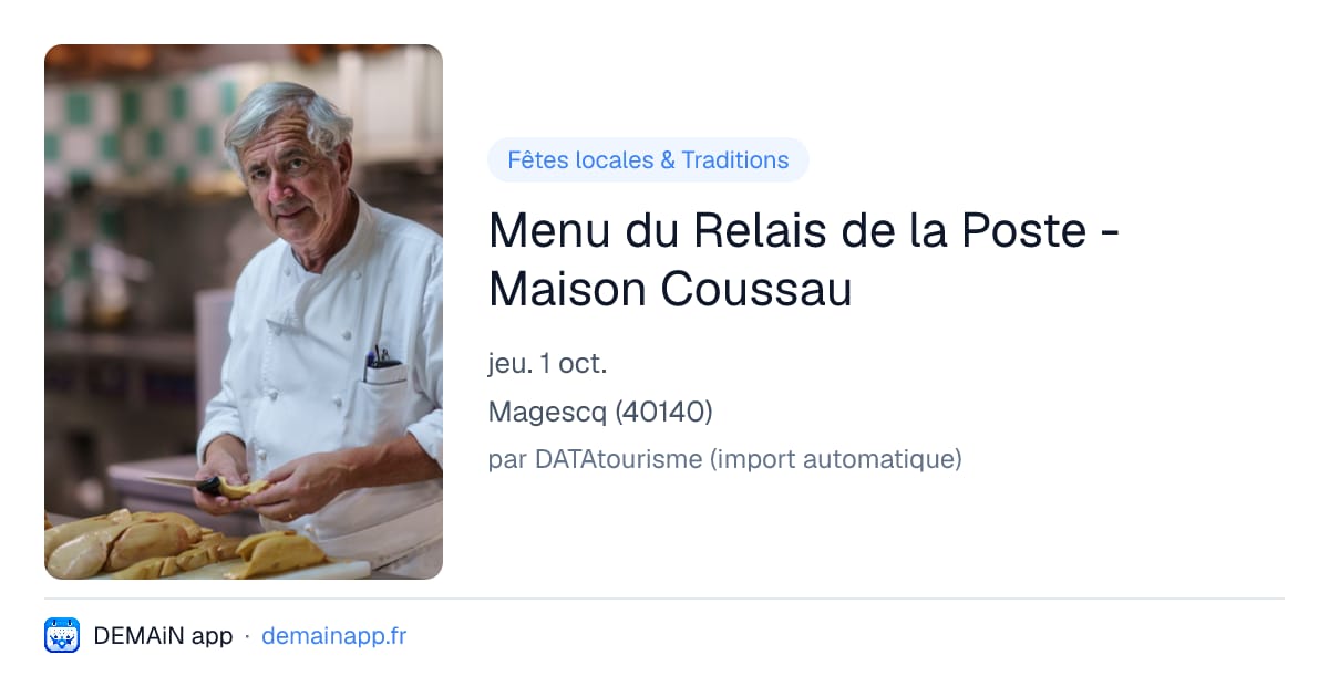 Menu du Relais de la Poste - Maison Coussau — Magescq
