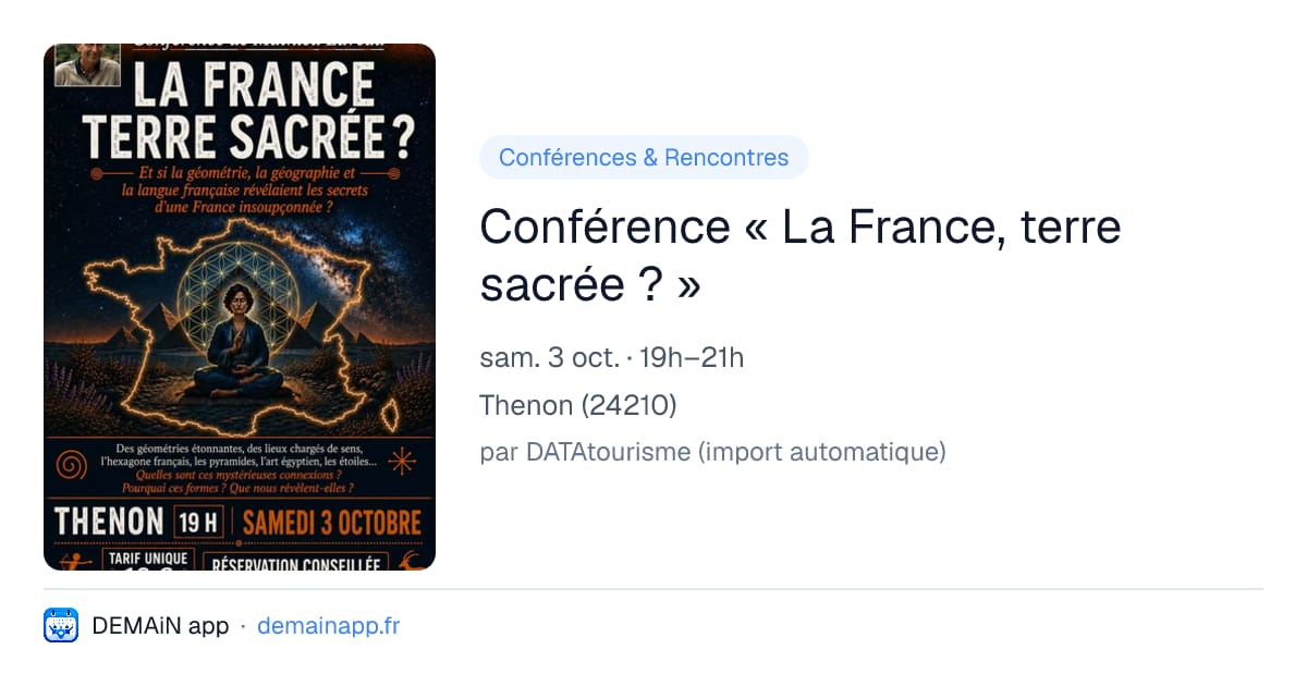 Conférence « La France, terre sacrée ? » — Thenon